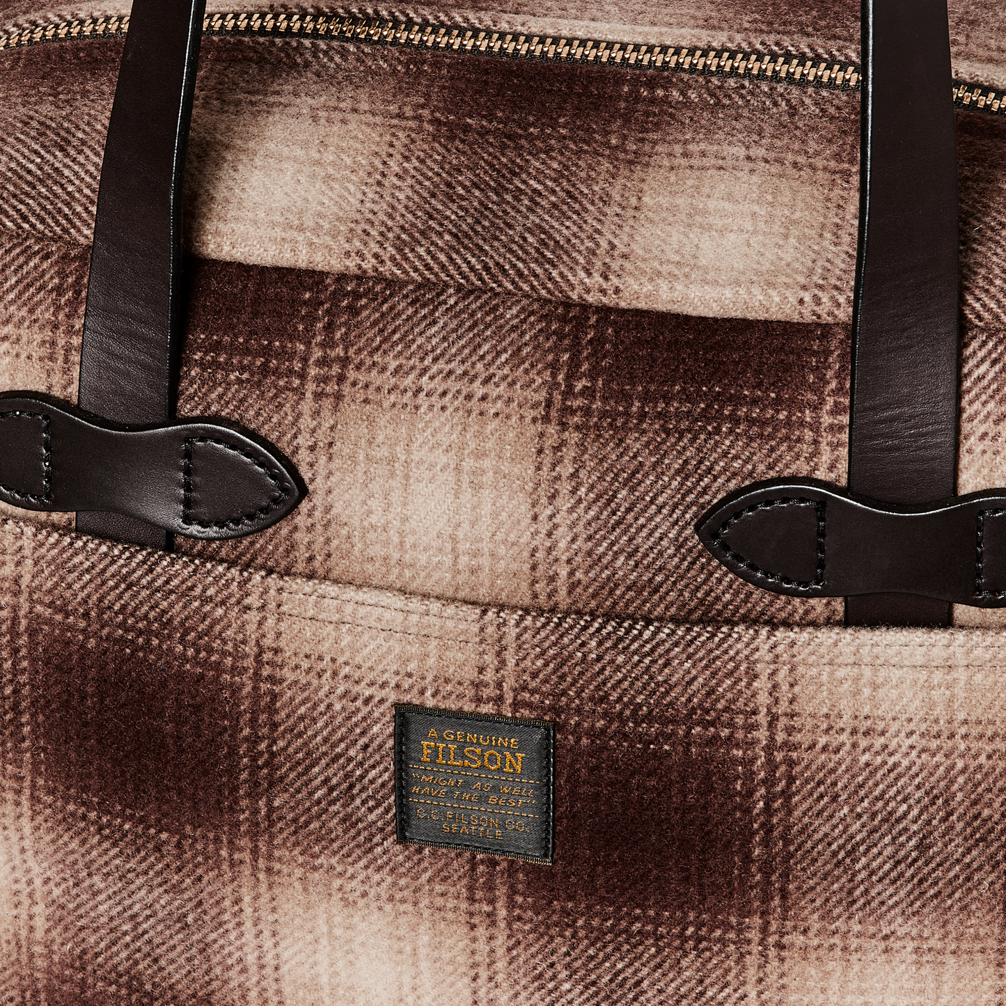Mackinaw Wool Zipper Tote Bag - Brown / Tan Ombre