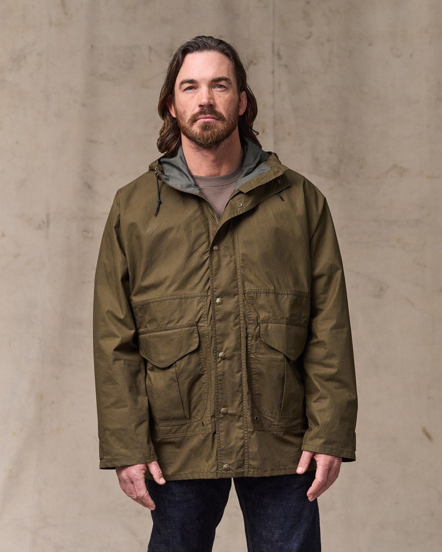 Dry Wax Omak Coat - Burnt Olive