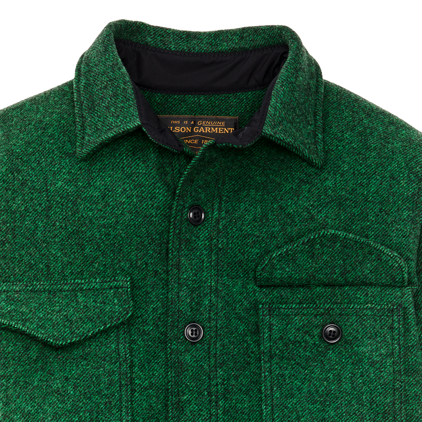 Mackinaw Wool Jac-shirt - Kelly Green / Black Twill