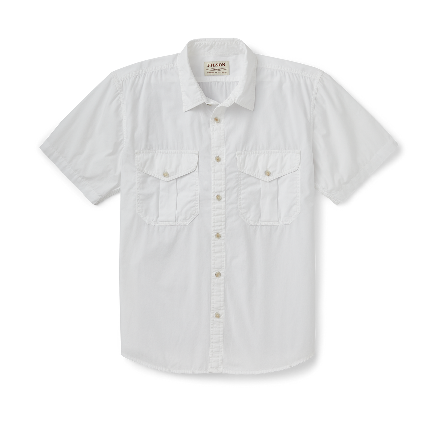 Filson's Washed Short Sleeve Feather Cloth Shirt - White