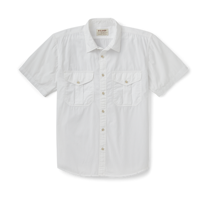 Filson's Washed Short Sleeve Feather Cloth Shirt - White