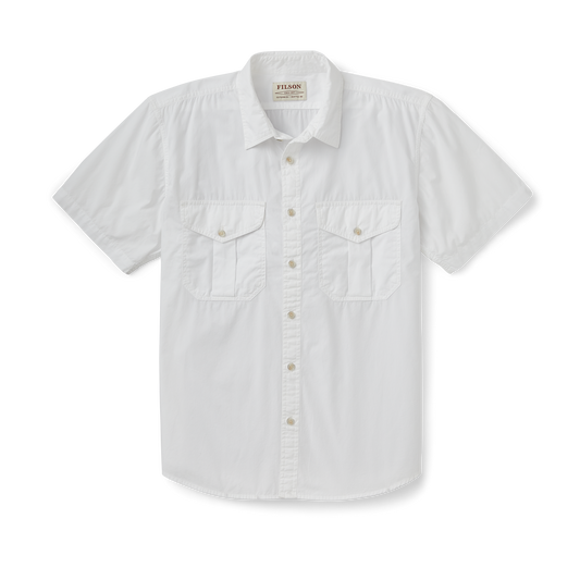 Filson's Washed Short Sleeve Feather Cloth Shirt - White