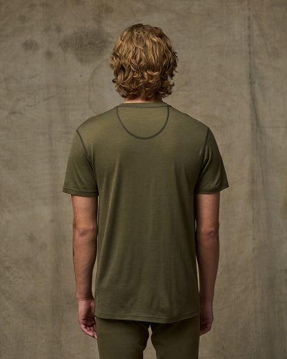 210g Merino Wool Short Sleeve Crewneck T-Shirt - Dark Olive