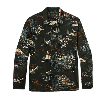 Elk Heights Camp Shirt - Green Northwest Scenic Print