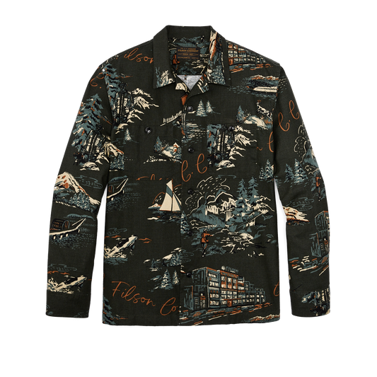 Elk Heights Camp Shirt - Green Northwest Scenic Print