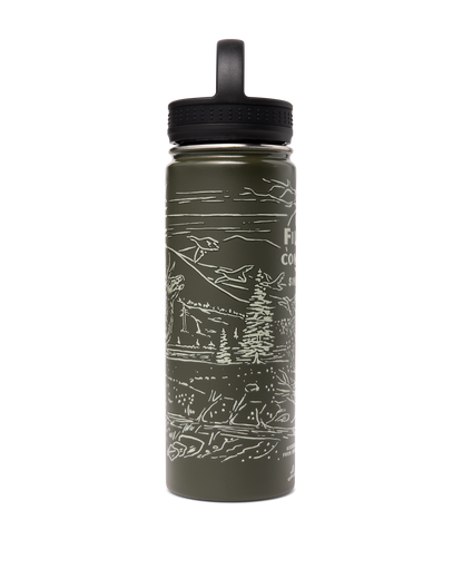 Insulated Water Bottle - Green / Wildlife