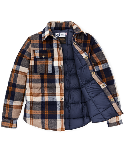 Filson X Crescent Down Works Jacket - Navy Bronze Plaid