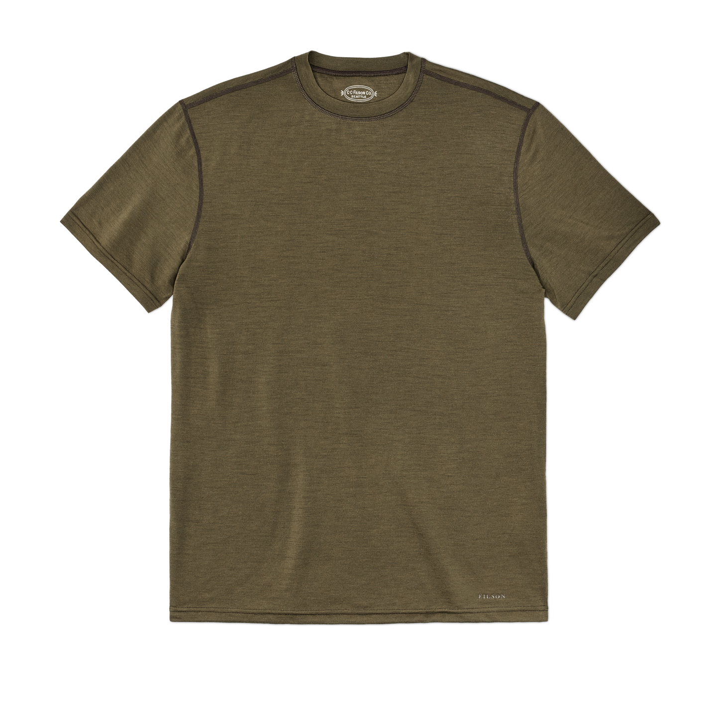 210g Merino Wool Short Sleeve Crewneck T-Shirt - Dark Olive