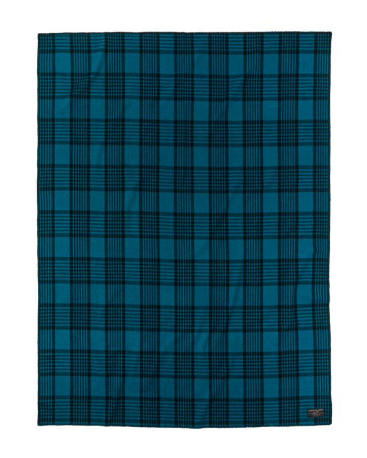 Mackinaw Wool  Blanket - Blue / Black Plaid