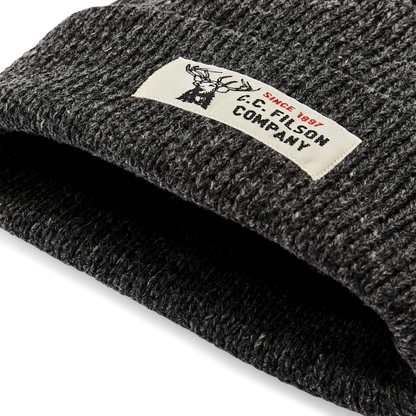 Lined Ragg Wool Beanie - Charcoal Black