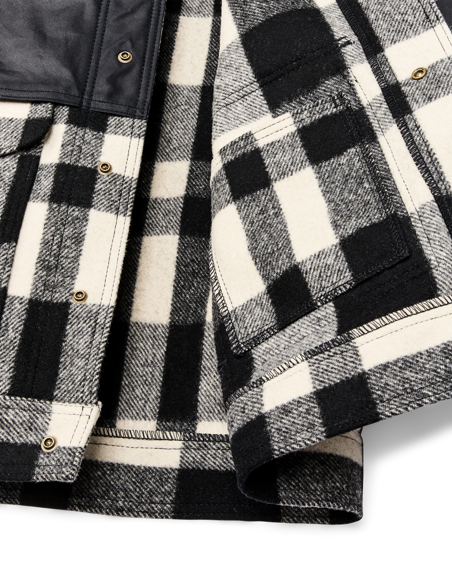 Mackinaw Wool Caped Jacket - Natural Black Plaid Navy