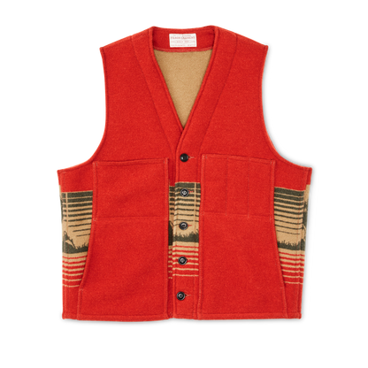 Jacquard Wool Vest - Red / Khaki / Forest Multi