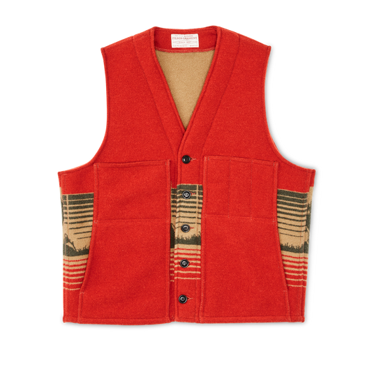 Jacquard Wool Vest - Red / Khaki / Forest Multi