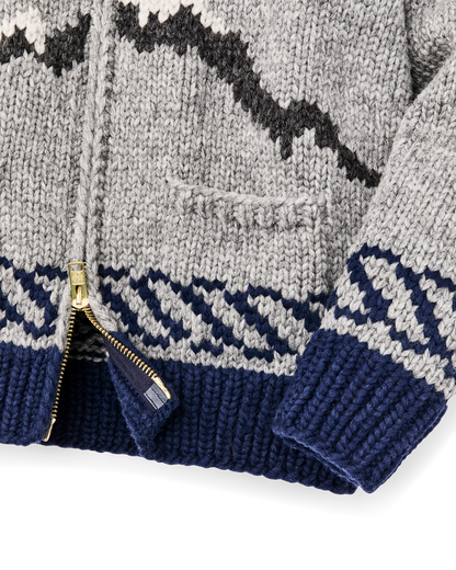 Handmade Full-zip Sweater - Heather Gray / Fishing Boat