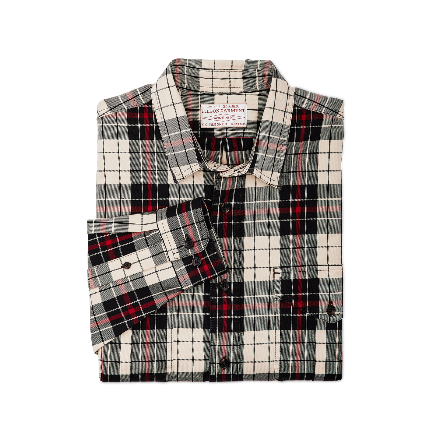Lightweight Alaskan Guide Shirt - Off White Black Red