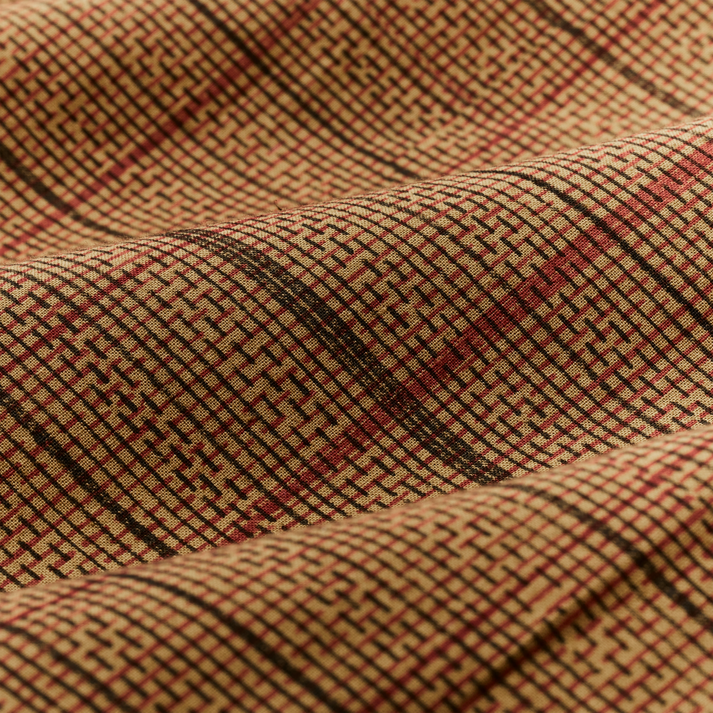 Handprinted Camp Shirt - Natural / Check Print