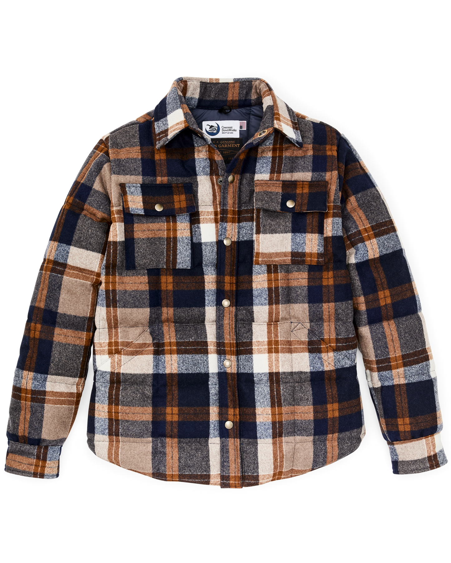Filson X Crescent Down Works Jacket - Navy Bronze Plaid