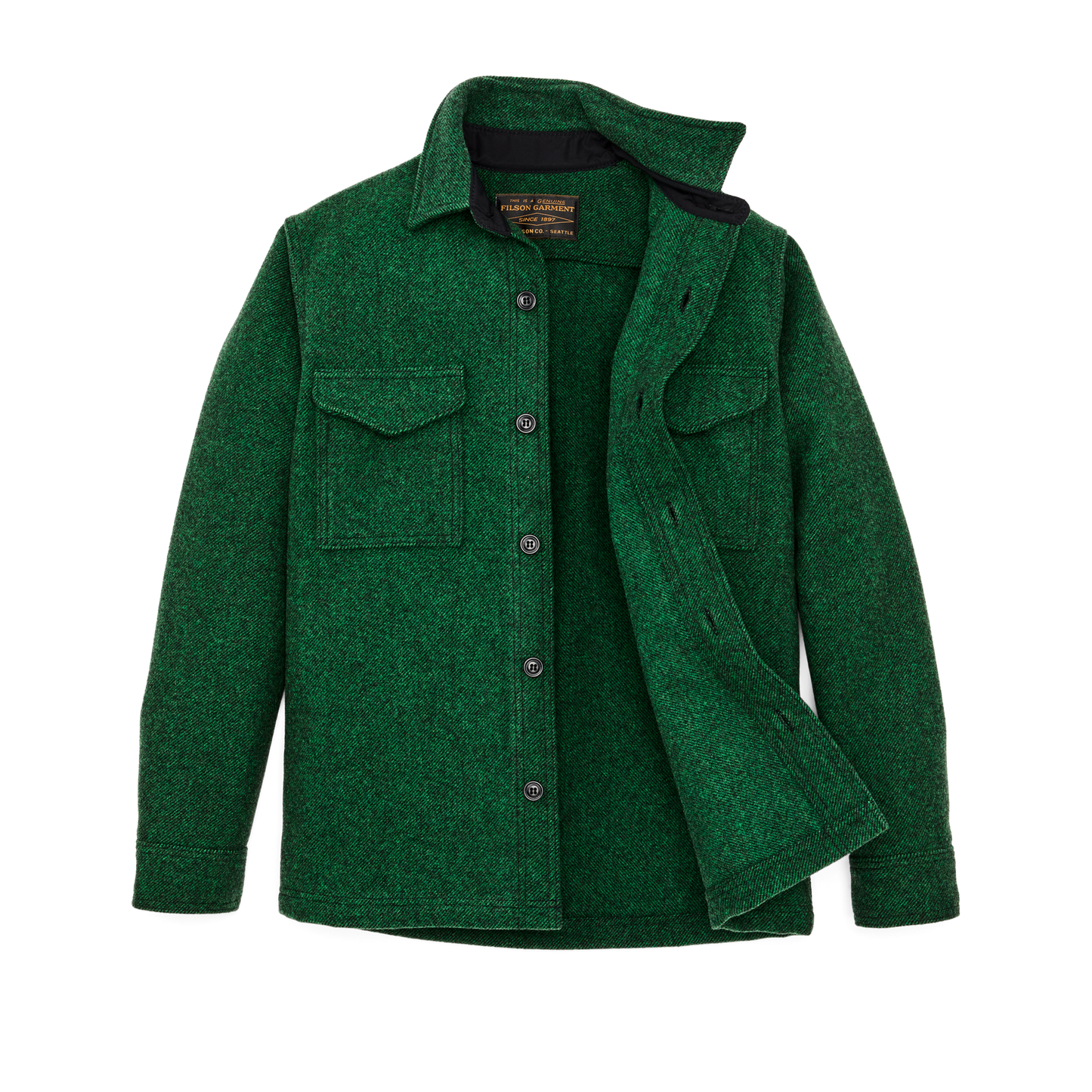 Mackinaw Wool Jac-shirt - Kelly Green / Black Twill