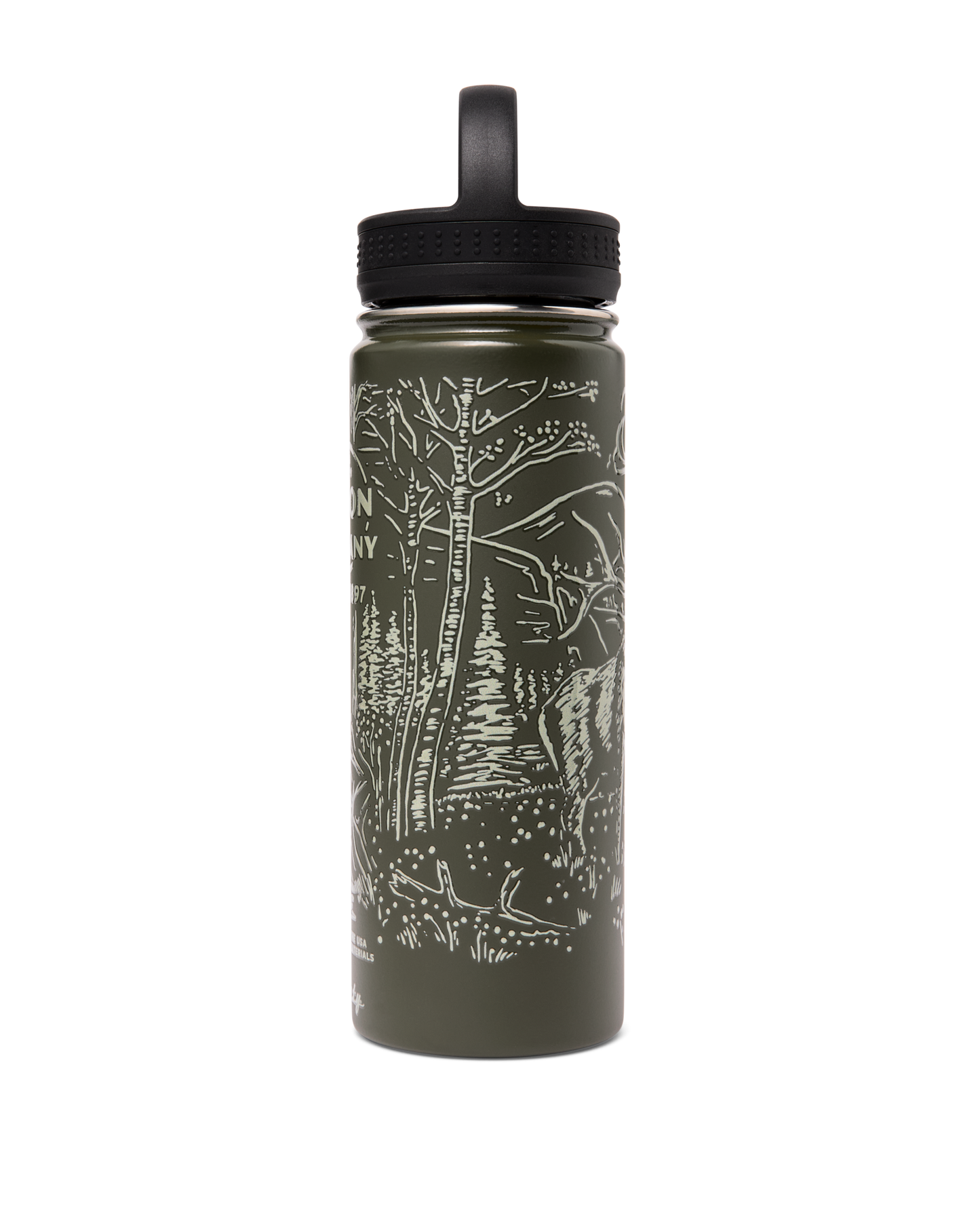 Insulated Water Bottle - Green / Wildlife