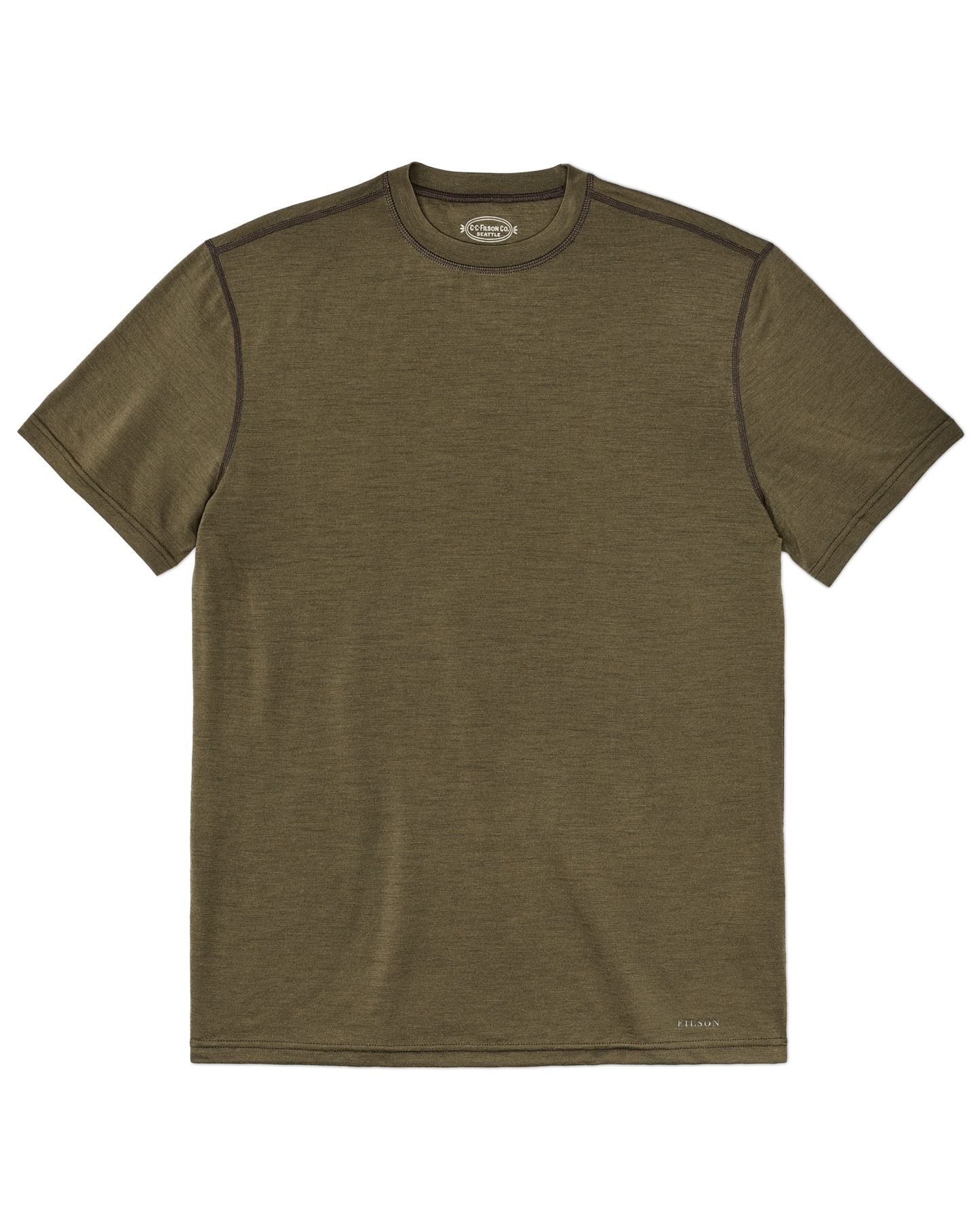 210g Merino Wool Short Sleeve Crewneck T-Shirt - Dark Olive