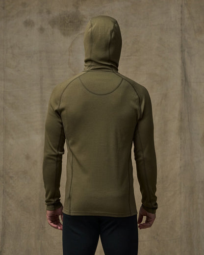 400g Merino Wool Hoodie - Dark Olive