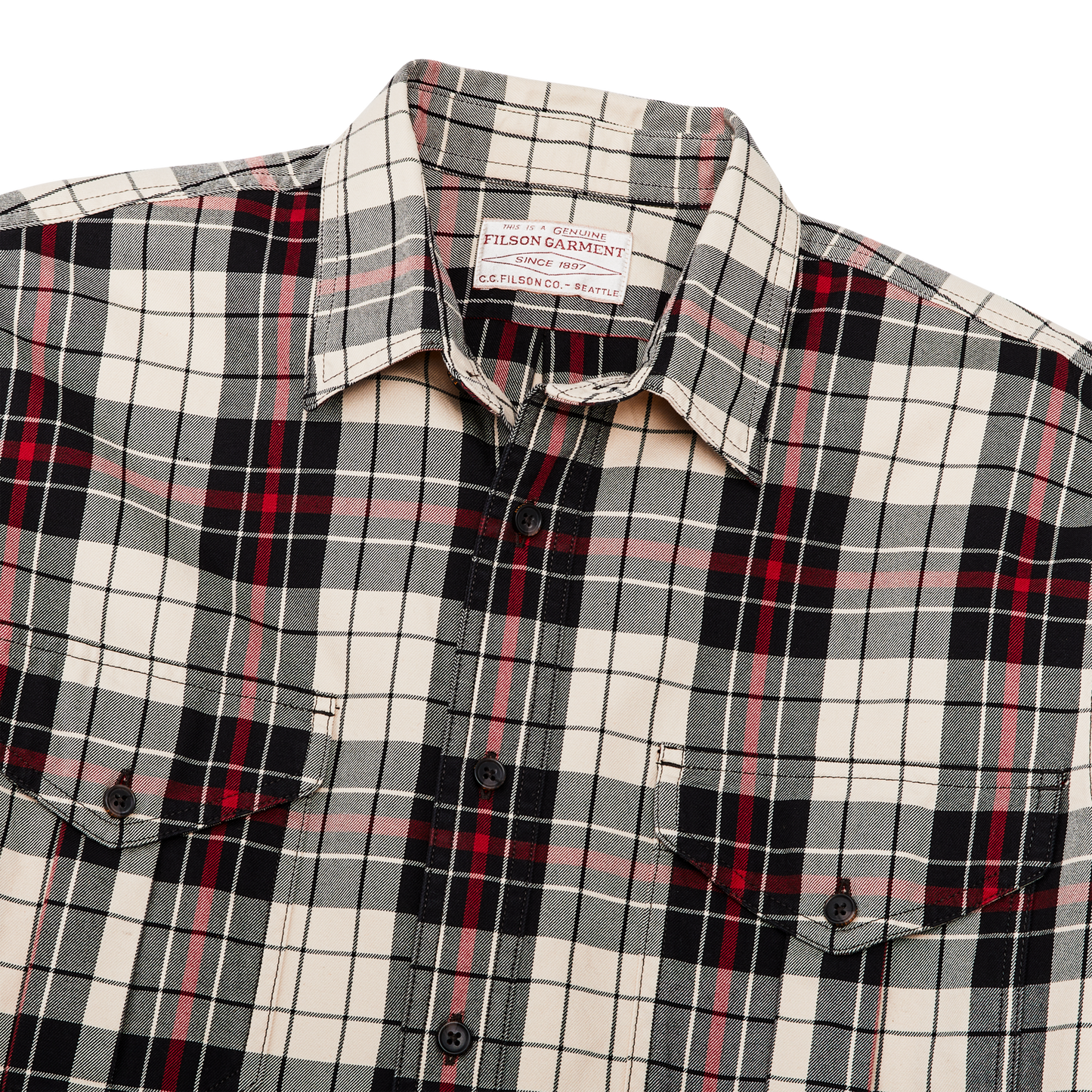 Lightweight Alaskan Guide Shirt - Off White Black Red