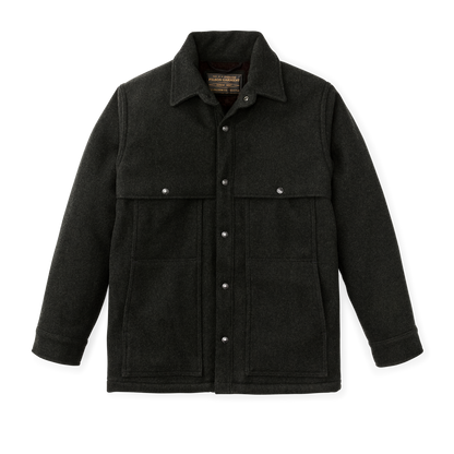 Lined Mackinaw Wool Cape Coat - Peat Black