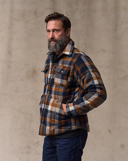 Filson X Crescent Down Works Jacket - Navy Bronze Plaid