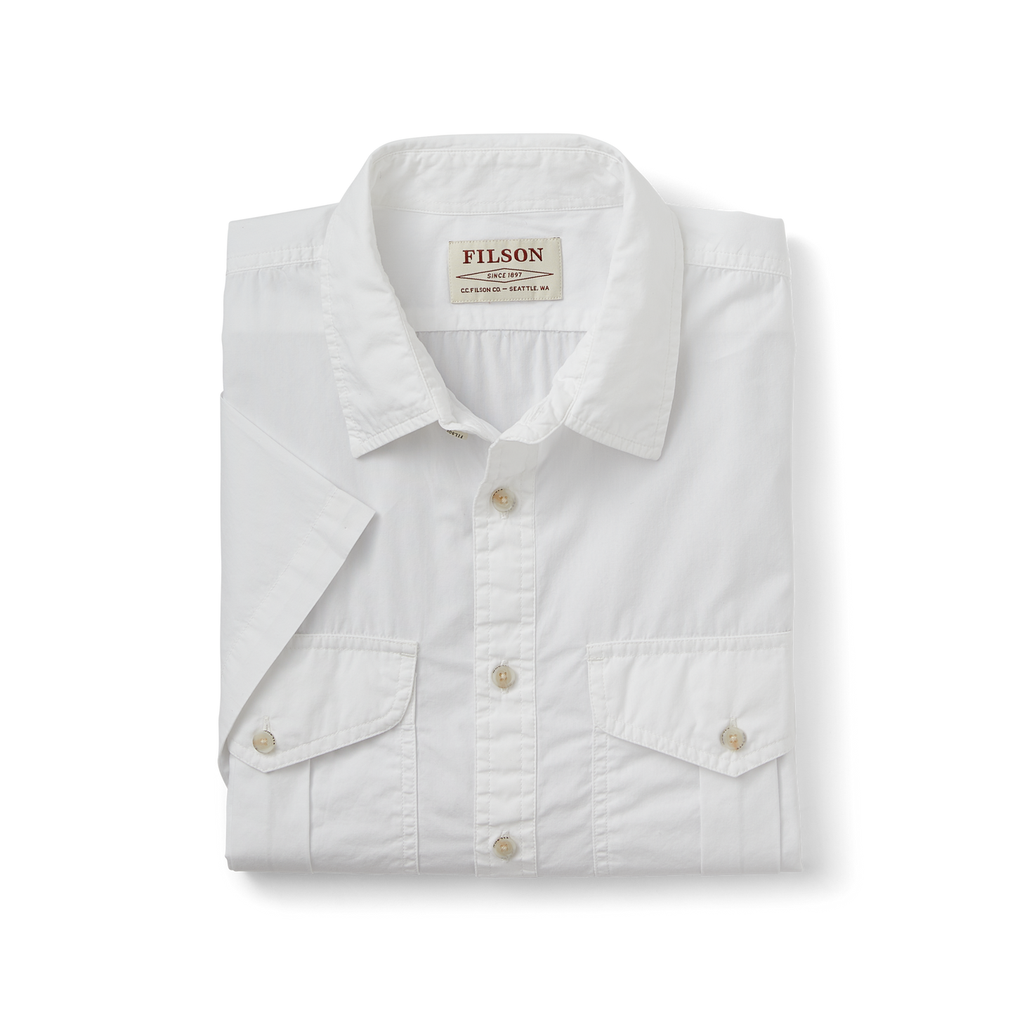 Filson's Washed Short Sleeve Feather Cloth Shirt - White