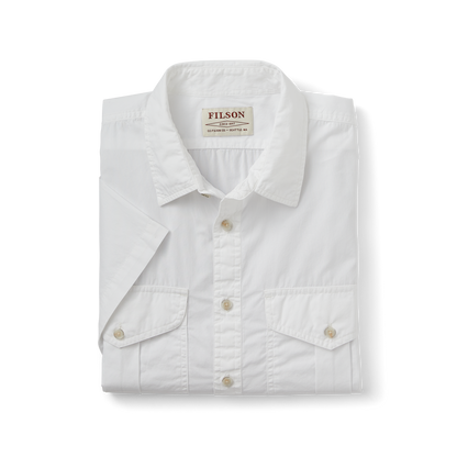 Filson's Washed Short Sleeve Feather Cloth Shirt - White