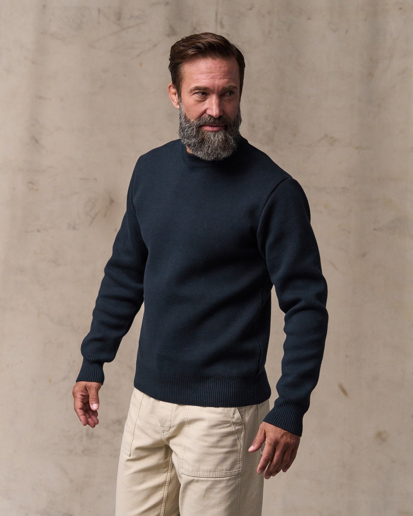 Cotton Crewneck Guide Sweater - Dark Navy