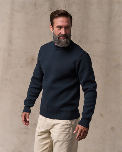 Cotton Crewneck Guide Sweater - Dark Navy