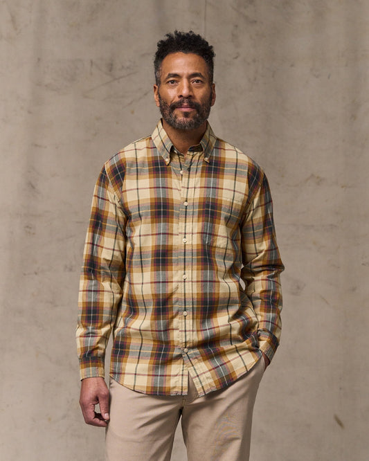 Madras Button-Down Shirt - Tan / Spruce Multicolor