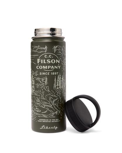 Insulated Water Bottle - Green / Wildlife