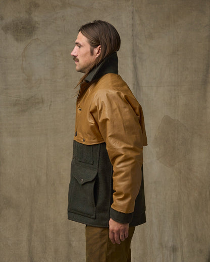 Mackinaw Wool Caped Cruiser Jacket - Peat Black / Dark Tan