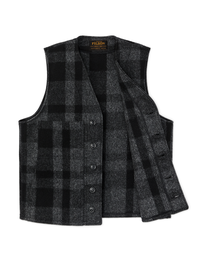 Mackinaw Wool Vest - Charcoal / Black Heritage Plaid