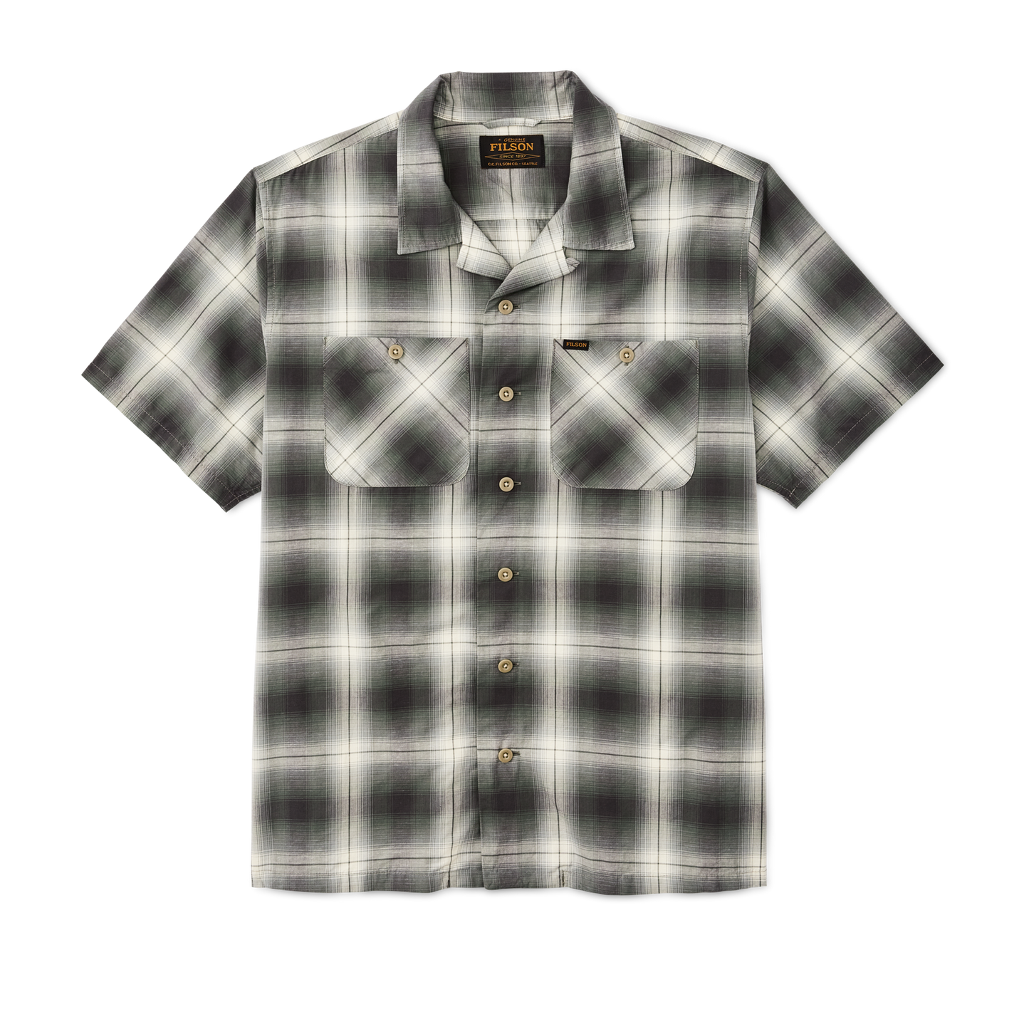 Greenwood Short Sleeve Camp Shirt - Olive / Beige Ombre