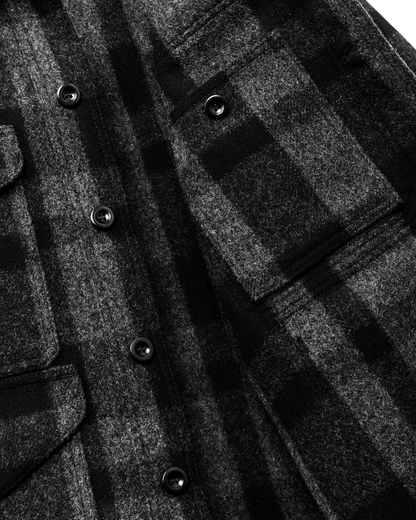 1940s Mackinaw Wool Cruiser Jacket - Charcoal / Black Heritage Plaid