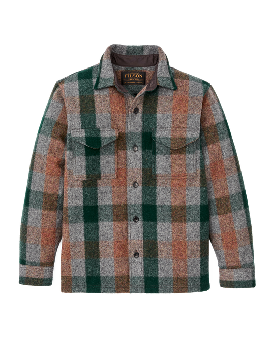 Mackinaw Wool Jac-shirt - Green / Orange / Gray Plaid