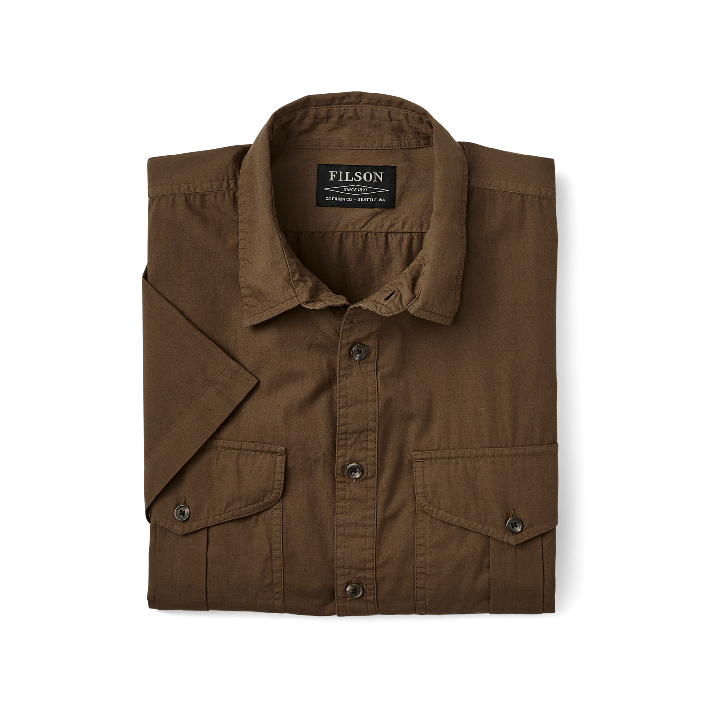 Filson's Washed Short Sleeve Feather Cloth Shirt - Lab Brown