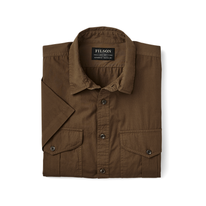 Filson's Washed Short Sleeve Feather Cloth Shirt - Lab Brown