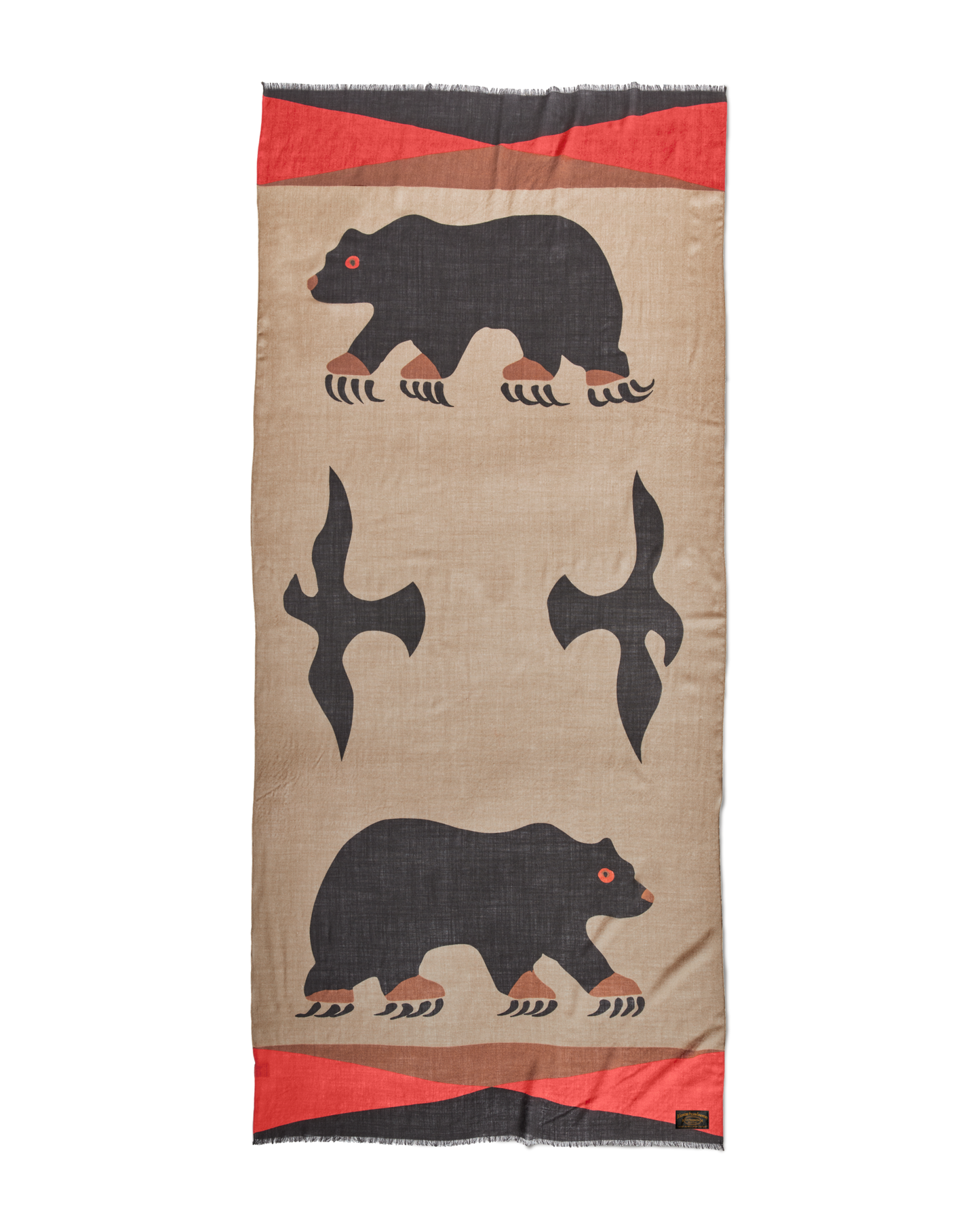 Black Bear Wool Blend Scarf - Black