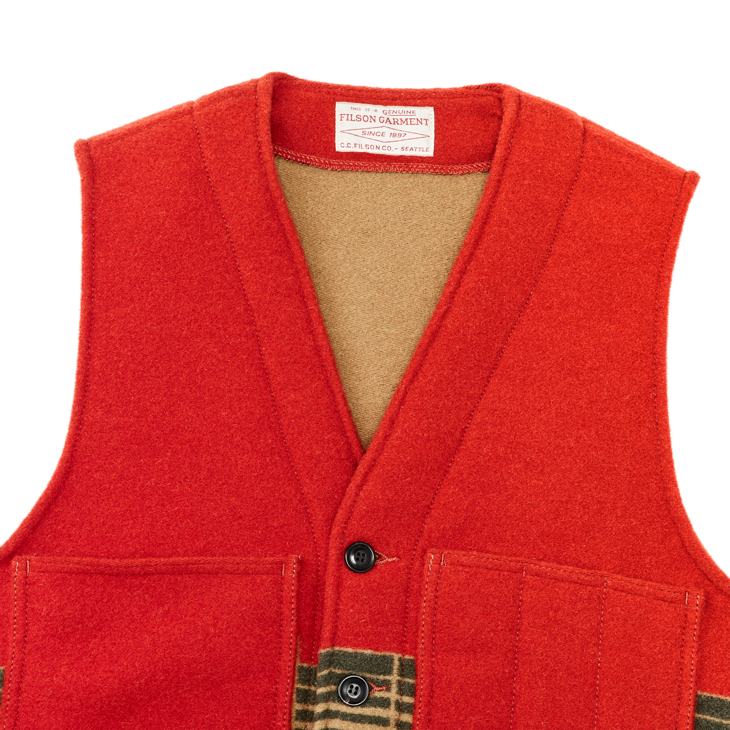 Jacquard Wool Vest - Red / Khaki / Forest Multi