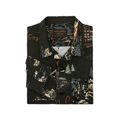 Elk Heights Camp Shirt - Green Northwest Scenic Print