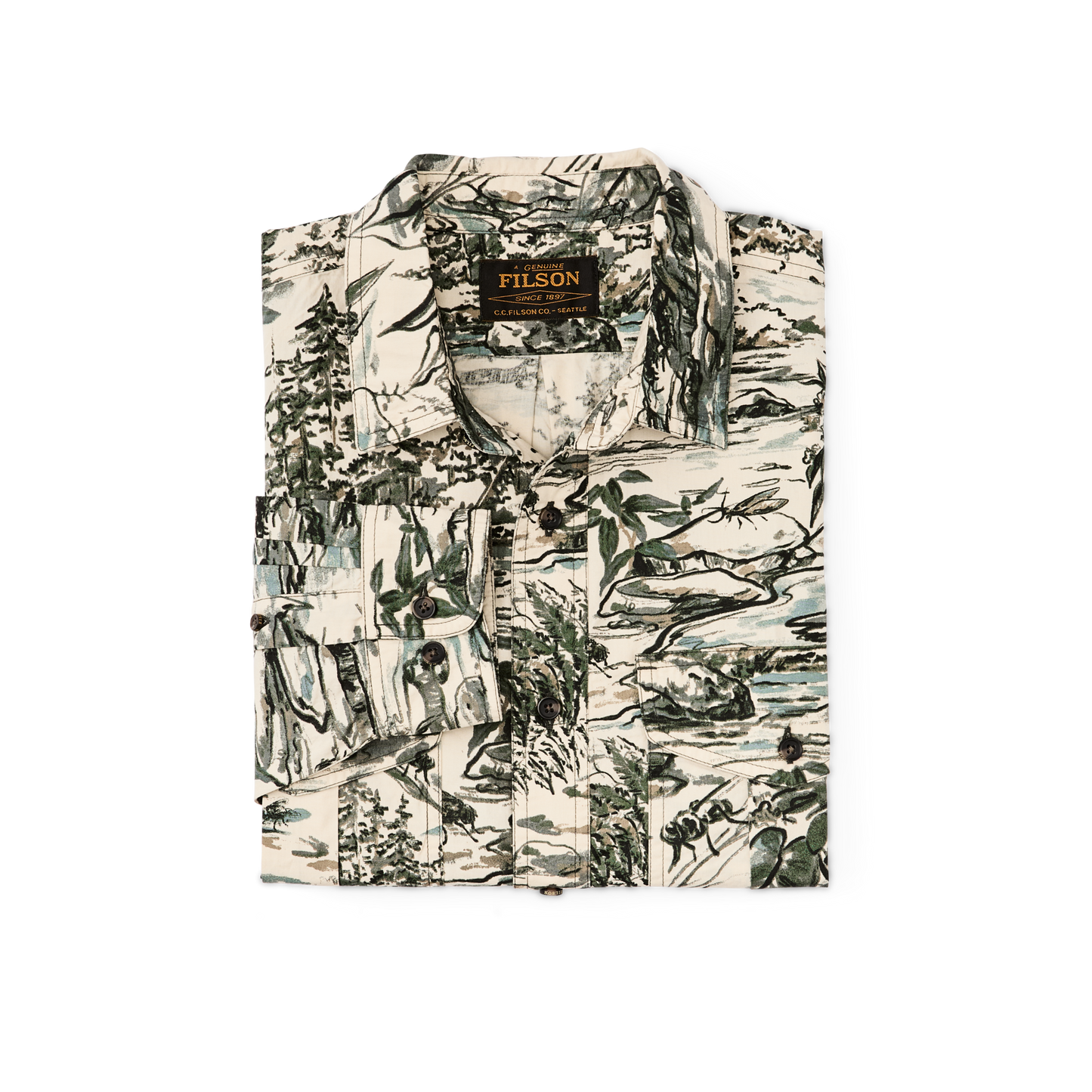 Filson X Housefly Washed Feather Cloth Shirt - Khaki / Scenic