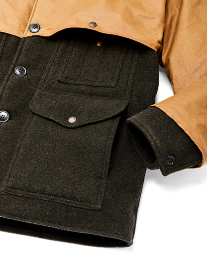 Mackinaw Wool Caped Cruiser Jacket - Peat Black / Dark Tan
