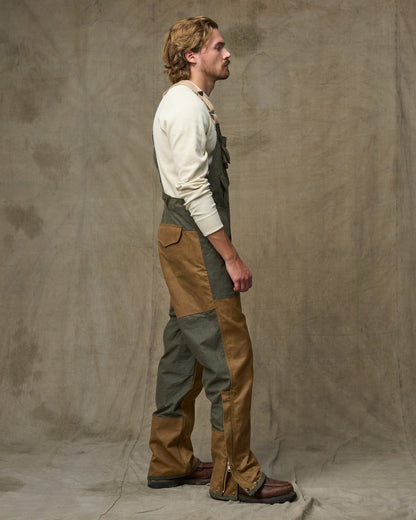 Double Hunting Bibs With Zipper - Otter Green / Dark Tan