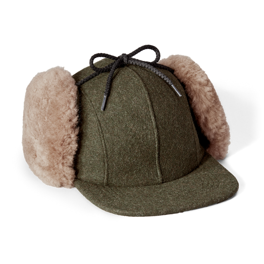 Double Mackinaw Wool Cap - Forest Green/acorn