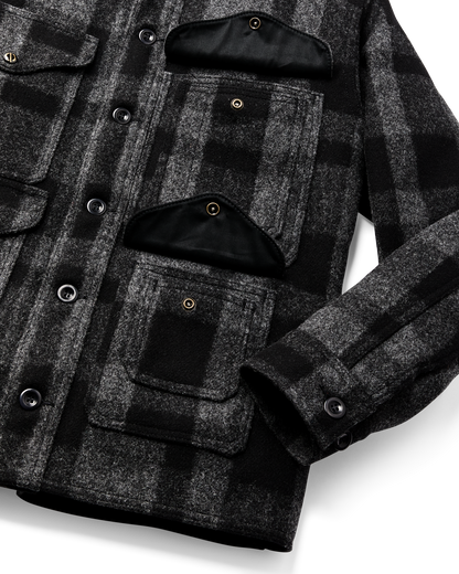 1940s Mackinaw Wool Cruiser Jacket - Charcoal / Black Heritage Plaid