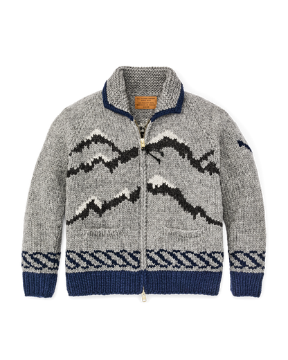 Handmade Full-zip Sweater - Heather Gray / Fishing Boat